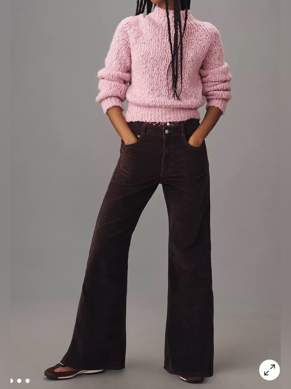 Pilcro Anthropologie Adi Corduroy Mid Rise Brown Flare Jeans, Size 28